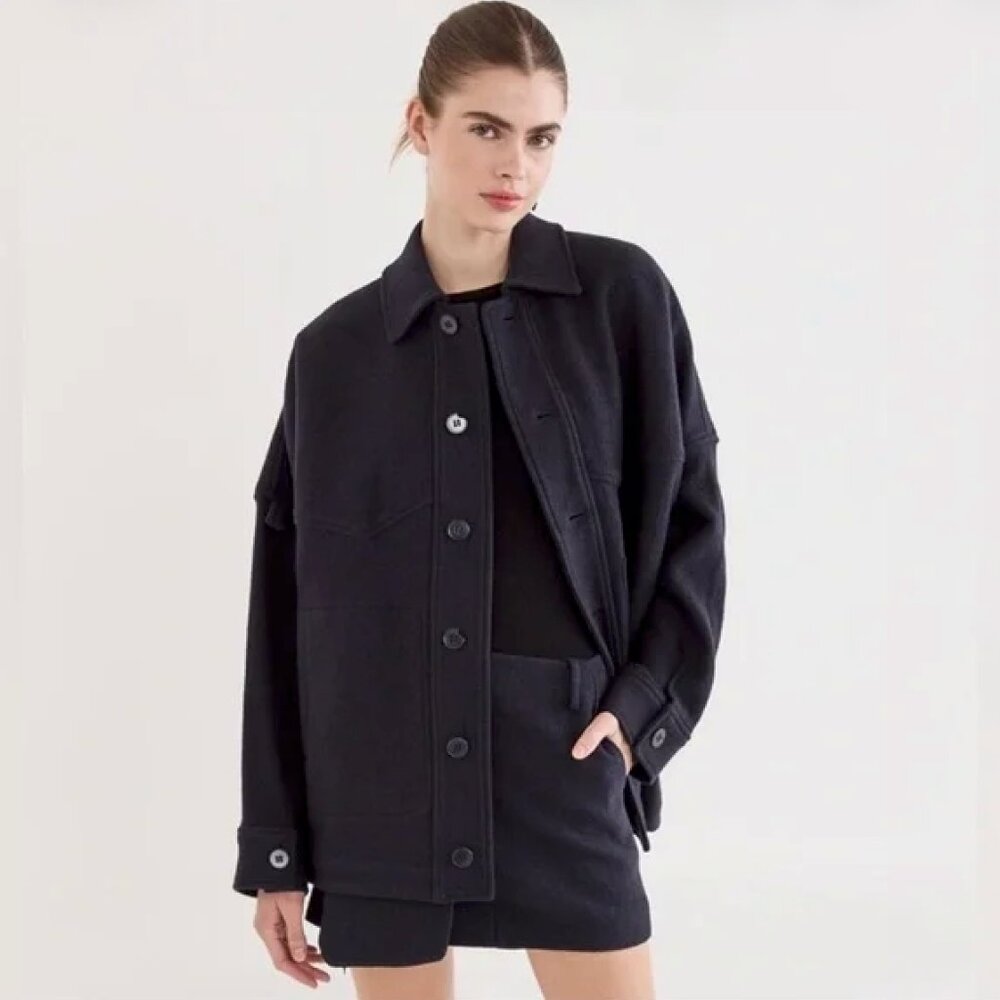 Tibi Boiled Wool Oversized Western Shirt Jacket